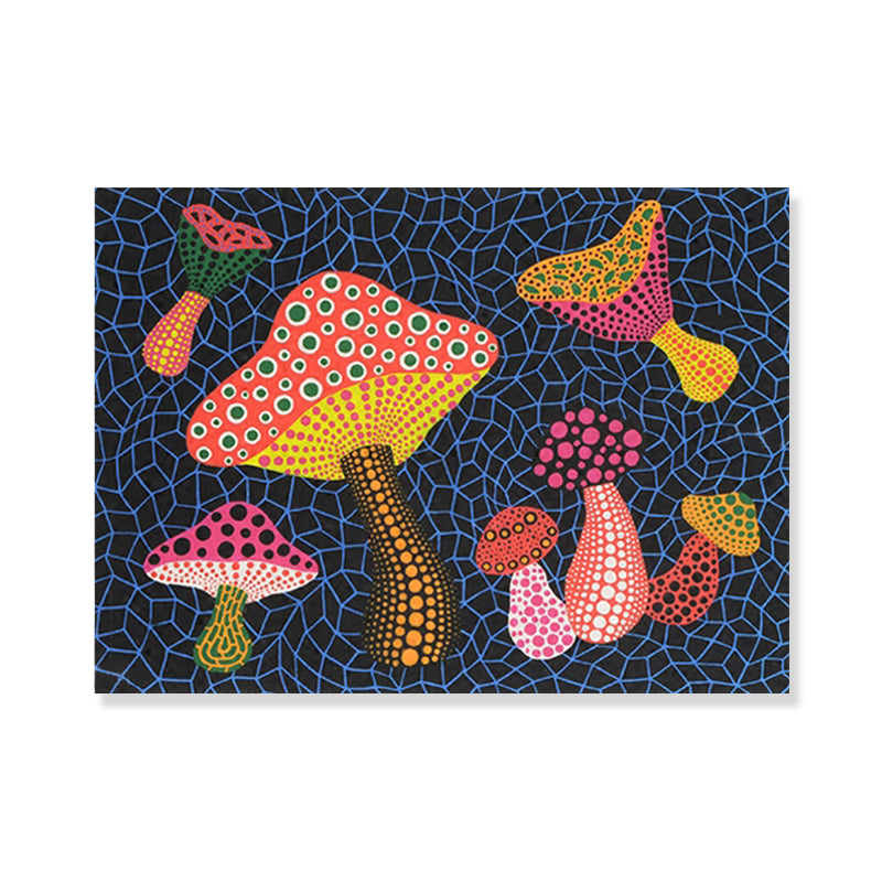 Pop Art Mushroom Canvas Print Dark Blue Textured Wall Decoration for Living Room - Clearhalo - 'Arts' - 'Canvas Art' - 1782211