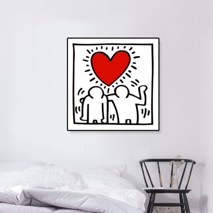 Comic Figure Drawing Wall Art Modern Funny Graffiti Canvas Print in Bright Color