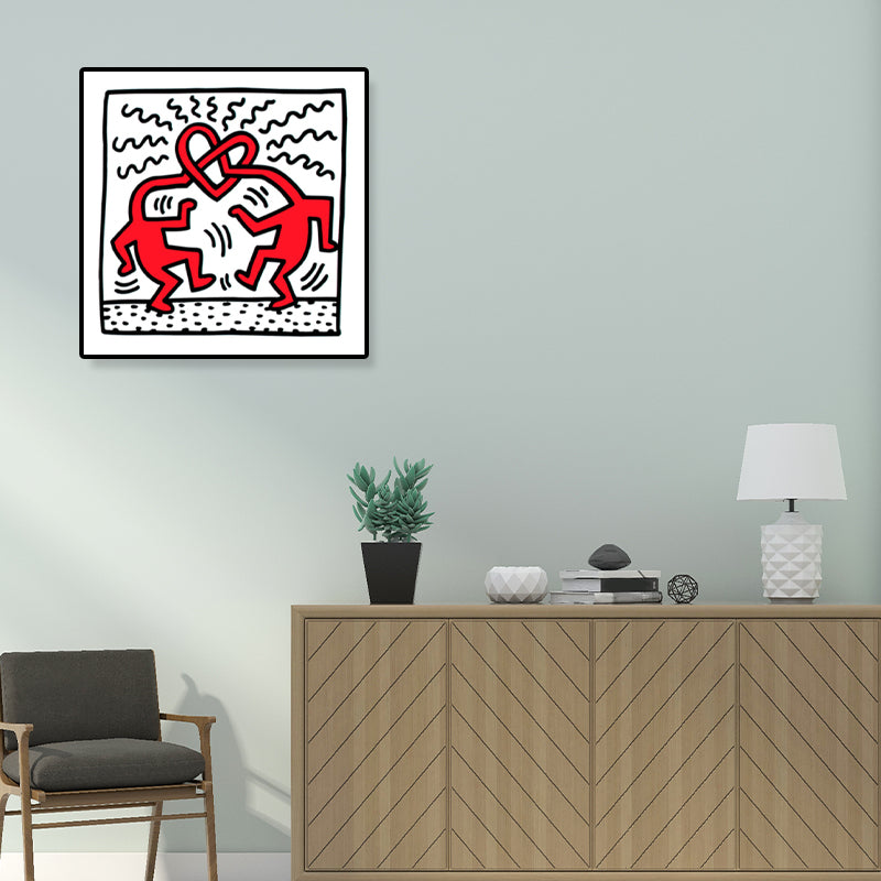 Comic Figure Drawing Wall Art Modern Funny Graffiti Canvas Print in Bright Color - view 11