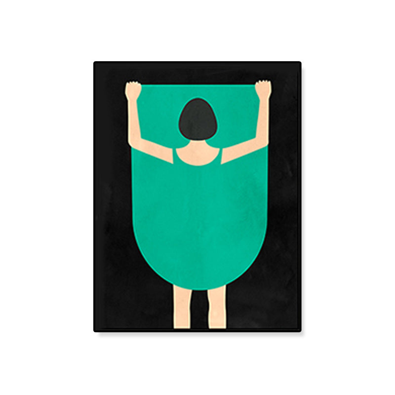 Woman in Green Wall Decor Figure Drawing Funky Textured Canvas Wall Art for Bedroom - view 4