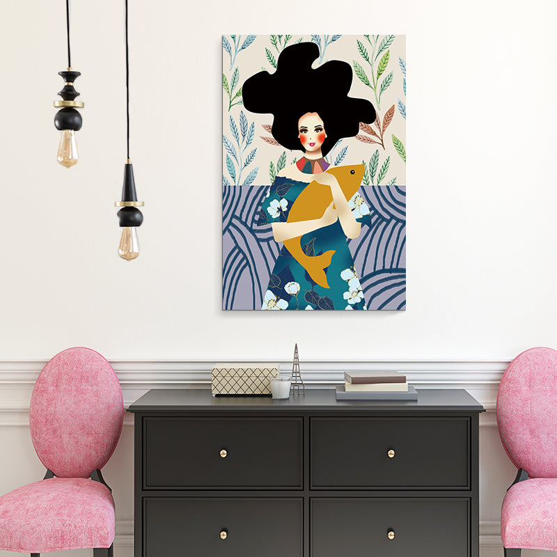 Fashion Canvas Art Bedroom Drawing Print Gypsy Girl Wall Decor, Textured Surface - view 14