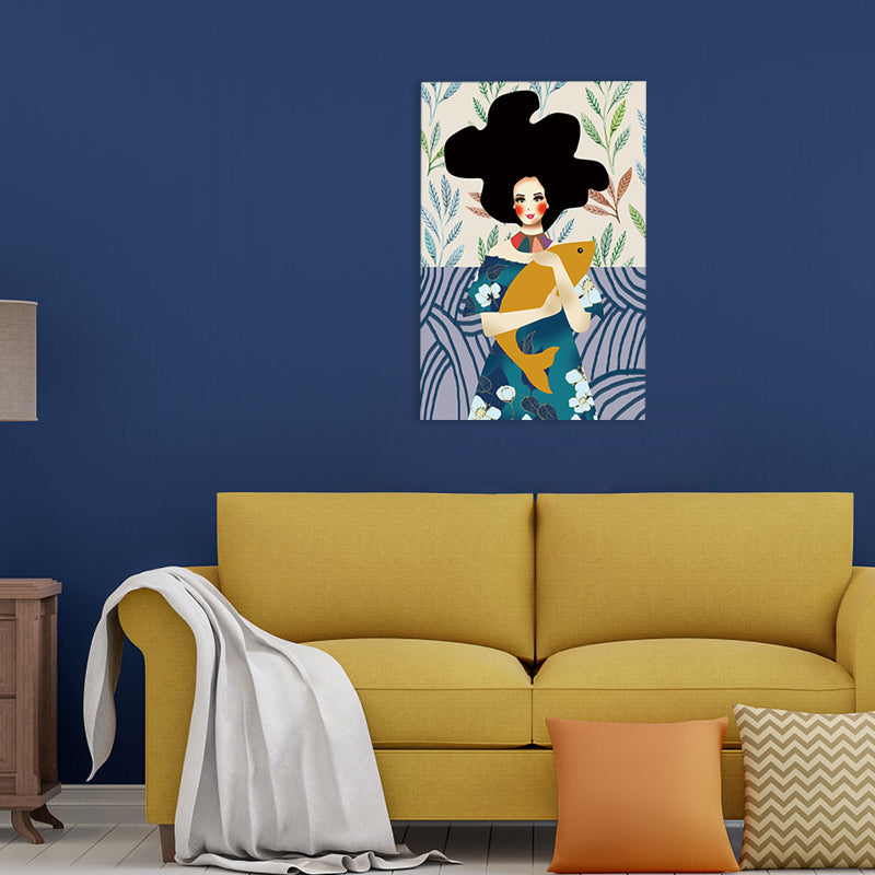 Fashion Canvas Art Bedroom Drawing Print Gypsy Girl Wall Decor, Textured Surface - view 3