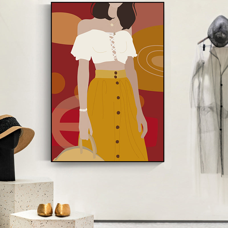 Illustration Girls Dress Wall Art Glam Cool Fashion Canvas Print in Soft Color for Room - view 23