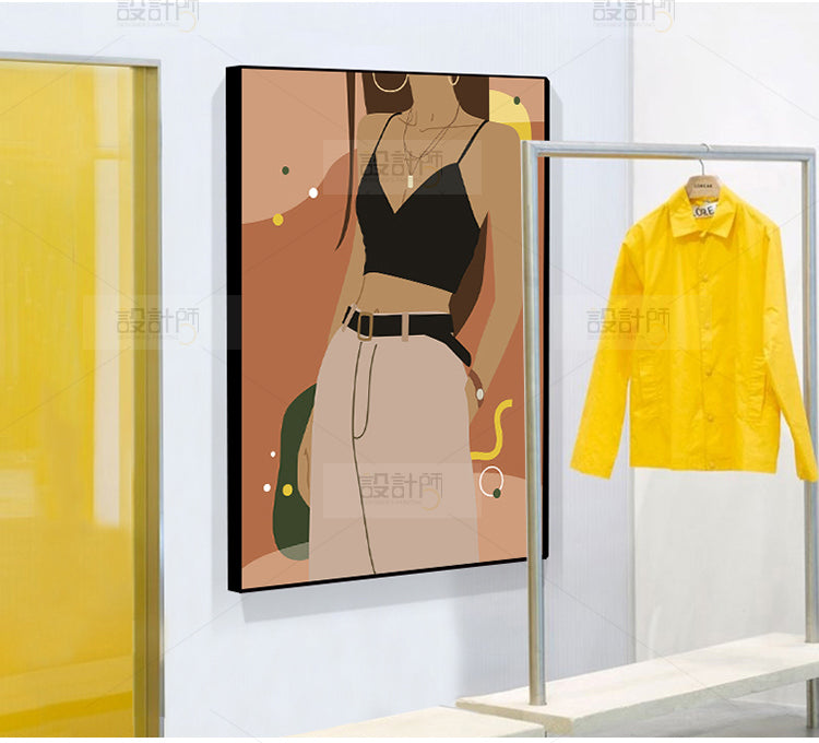 Illustration Girls Dress Wall Art Glam Cool Fashion Canvas Print in Soft Color for Room - view 22
