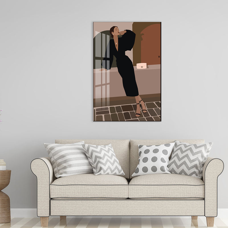 Illustration Girls Dress Wall Art Glam Cool Fashion Canvas Print in Soft Color for Room - view 2
