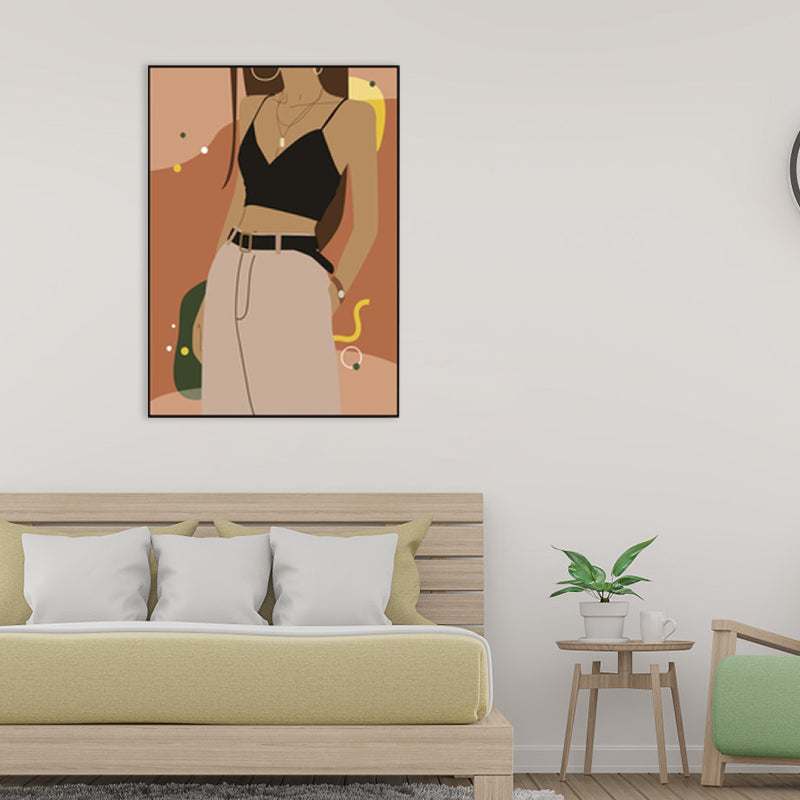 Illustration Girls Dress Wall Art Glam Cool Fashion Canvas Print in Soft Color for Room - view 4