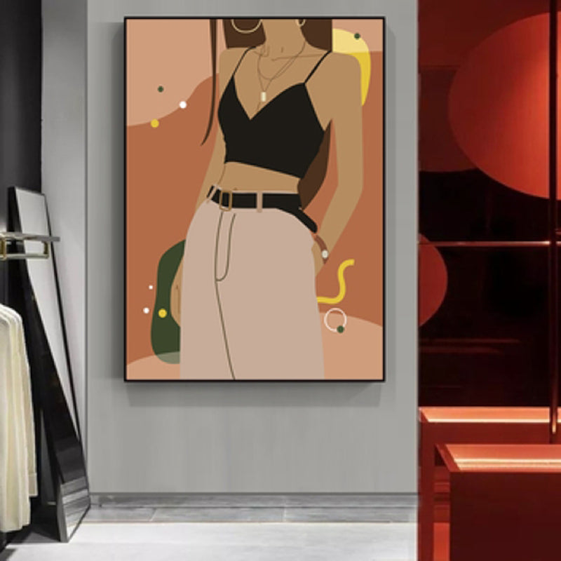 Illustration Girls Dress Wall Art Glam Cool Fashion Canvas Print in Soft Color for Room - view 3