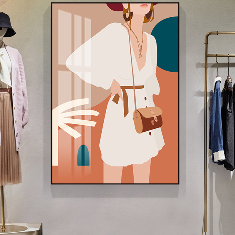 Illustration Girls Dress Wall Art Glam Cool Fashion Canvas Print in Soft Color for Room - view 24