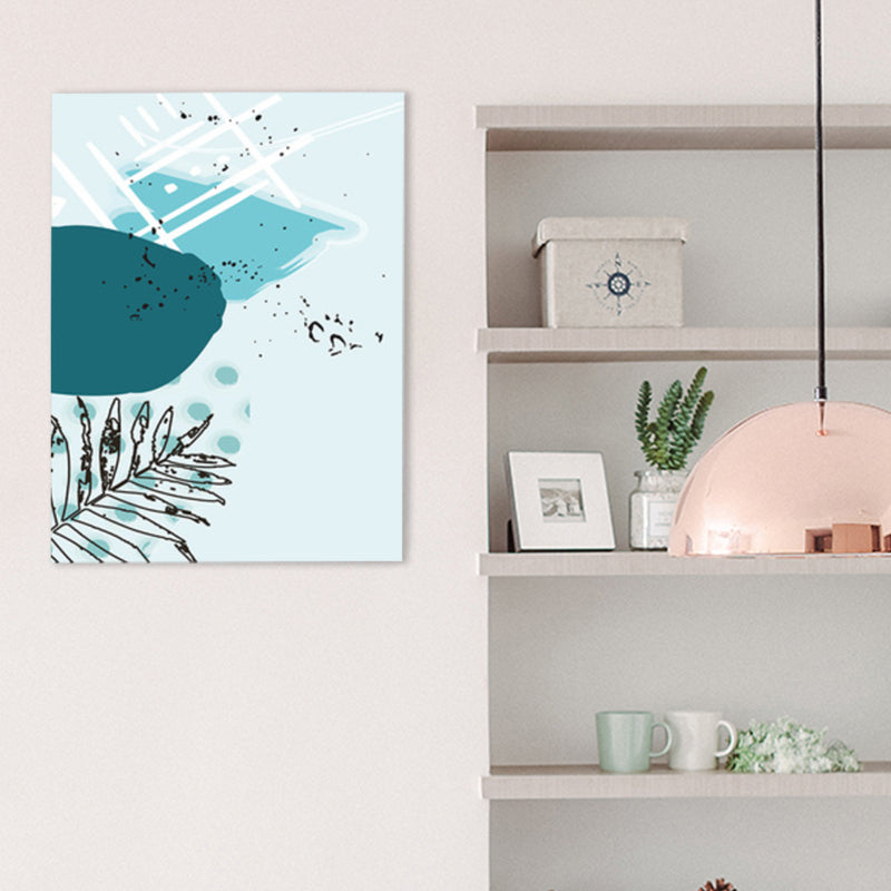 Leaves Canvas Wall Art Textured Scandinavian Style Bedroom Painting in Light Color - Green - Clearhalo - 'Arts' - 'Canvas Art' - 1782821