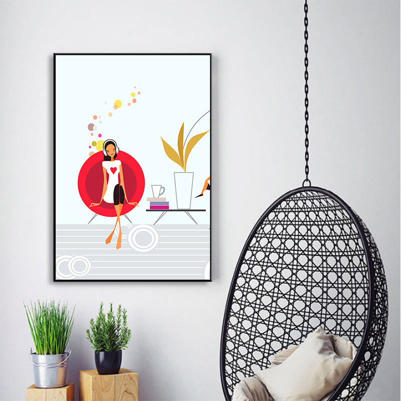 Girl with Headphones Canvas Print Textured Scandinavian House Interior Wall Art Decor - view 11
