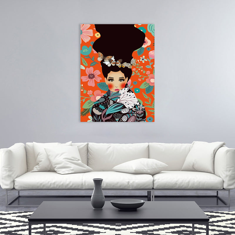 Illustration Undercover Maid Canvas Print Living Room Fashion Wall Art in Pastel Color