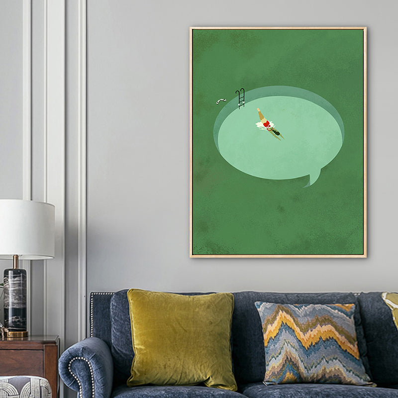 Pastel Swimming Pool Wall Art Sports Nordic Textured Canvas Print for Living Room - view 4