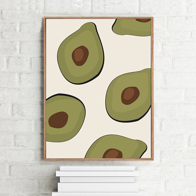 Green Illustration Avocado Canvas Print Fruit Nordic Textured Wall Art for Girls Room - view 3