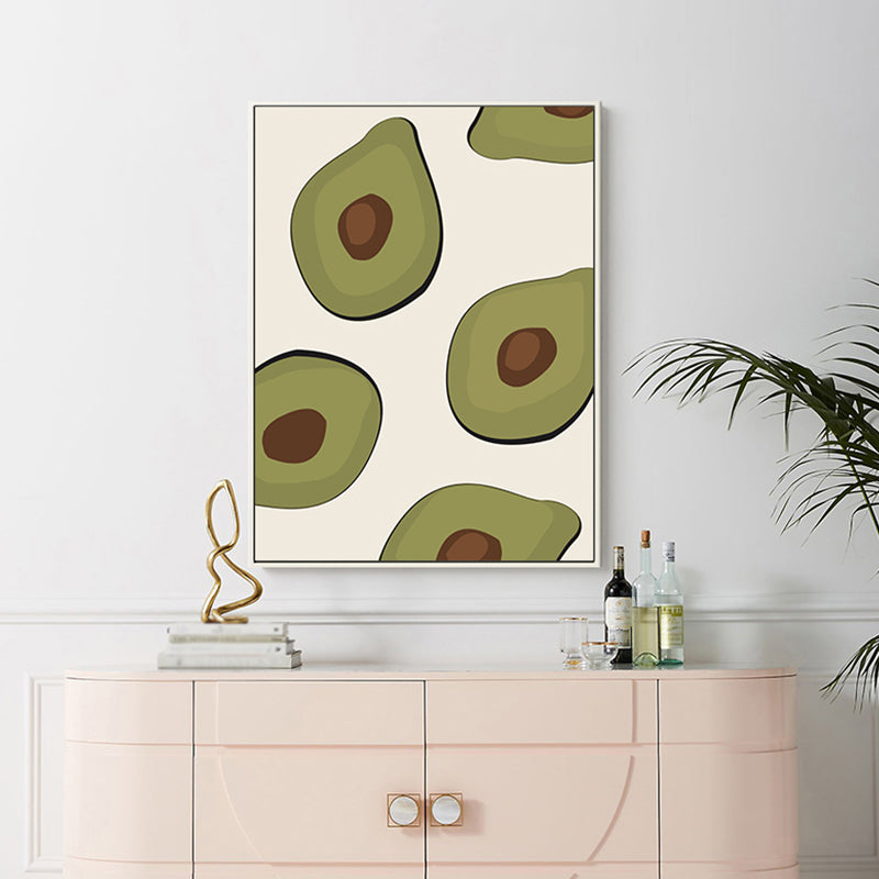 Green Illustration Avocado Canvas Print Fruit Nordic Textured Wall Art for Girls Room - view 2