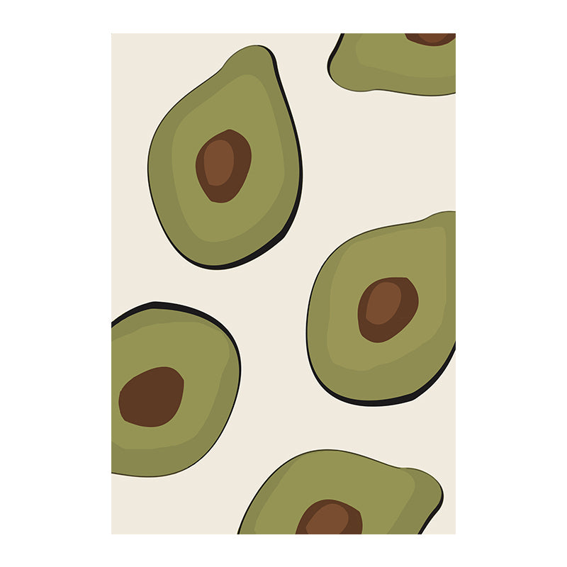 Green Illustration Avocado Canvas Print Fruit Nordic Textured Wall Art for Girls Room - view 4