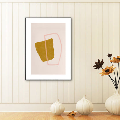 Minimalist Geometric Wall Art Print Yellow and Pink Textured Canvas for Living Room - Clearhalo - 'Arts' - 'Canvas Art' - 1783333