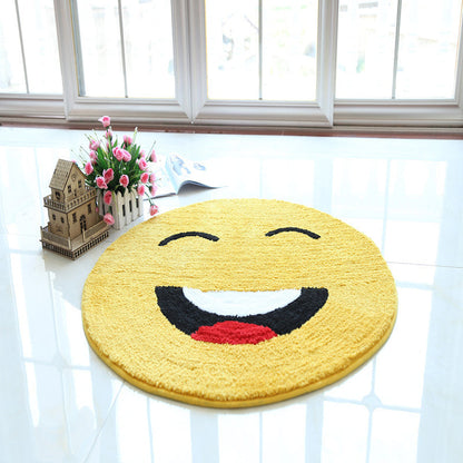 Yellow Emoji Pattern Rug Polyester Modern Rug Pet Friendly Washable Non-Slip Area Rug for Bedroom