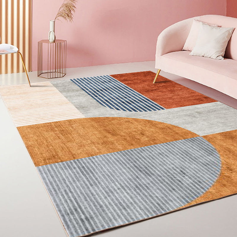 Modernism Striped Pattern Rug Multicolor Polyester Rug Non-Slip Pet Friendly Washable Carpet for Living Room - Orange - Clearhalo - 'Area Rug' - 'Rug' - 1792311