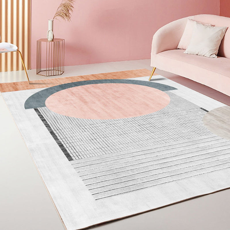 Modernism Striped Pattern Rug Multicolor Polyester Rug Non-Slip Pet Friendly Washable Carpet for Living Room - Pink - Clearhalo - 'Area Rug' - 'Rug' - 1792317