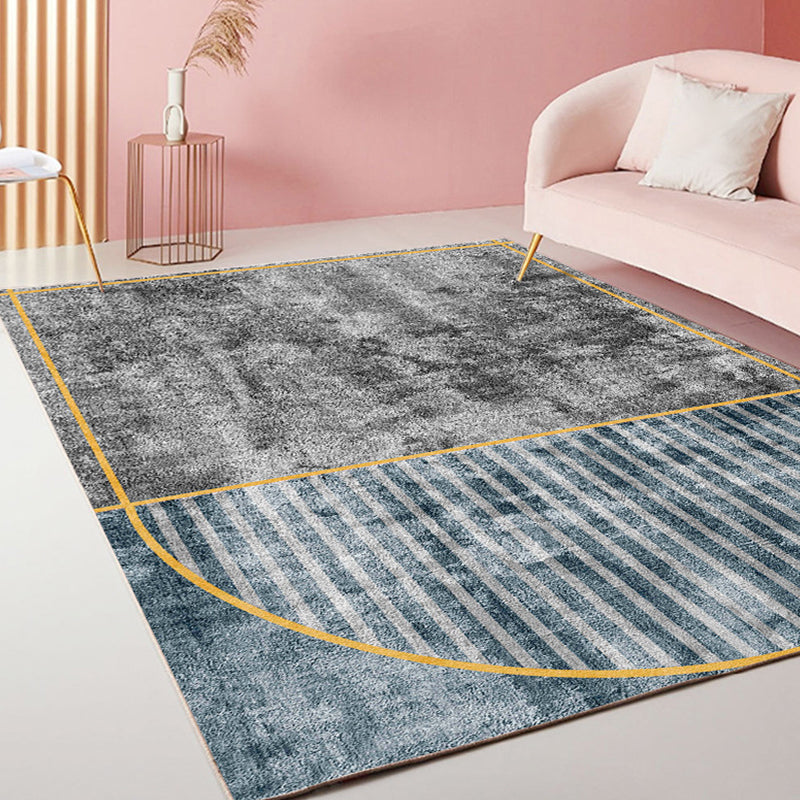 Modernism Striped Pattern Rug Multicolor Polyester Rug Non-Slip Pet Friendly Washable Carpet for Living Room - Black - Clearhalo - 'Area Rug' - 'Rug' - 1792319