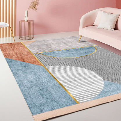 Casual Stripe Pattern Rug Multicolor Modernist Rug Polyester Pet Friendly Washable Non-Slip Area Rug for Living Room - Blue - Clearhalo - 'Area Rug' - 'Rug' - 1792327