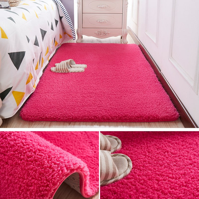 Feblilac Solid Rose Red Tufted Living Room Carpet Bedroom Mat - view 2