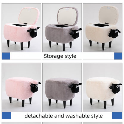 Feblilac Sean Plush Faux Fur Sheep Foot Stool