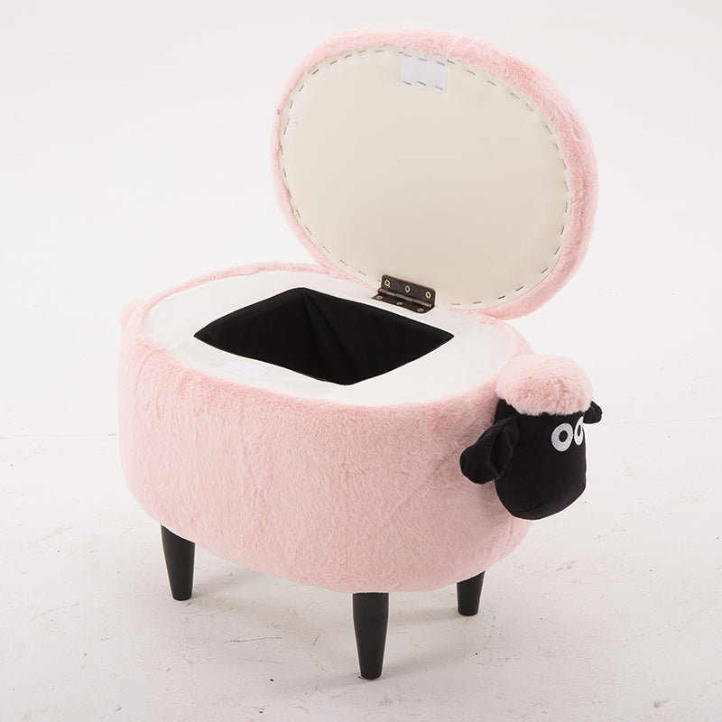 Feblilac Sean Plush Faux Fur Sheep Foot Stool