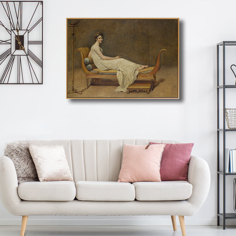 Woman on the Chair Painting Brown Retro Style Canvas Art for Bedroom, Optional Sizes - view 2