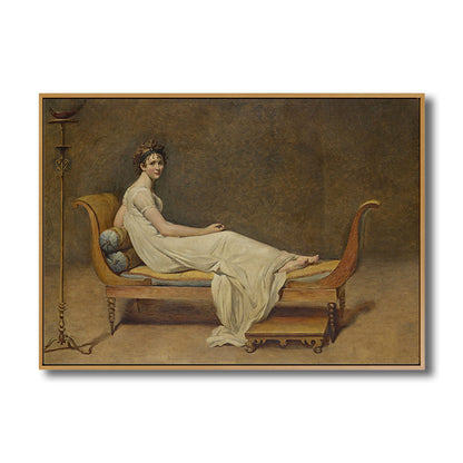 Woman on the Chair Painting Brown Retro Style Canvas Art for Bedroom, Optional Sizes