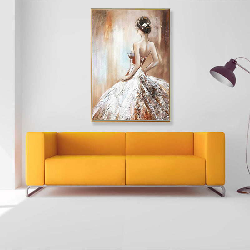 Dressing Maiden Back Scene Canvas Textured Glam Style for Girls Bedroom Wall Art Decor - view 3