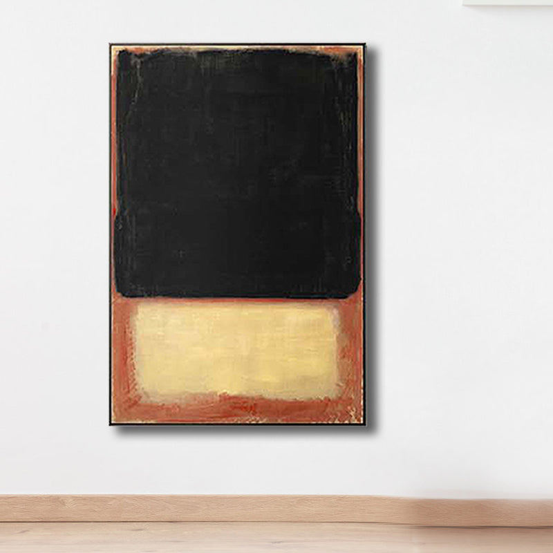 Light Color Hand Printed Canvas Textured Abstract Expressionism House Interior Painting - Black - Clearhalo - 'Arts' - 'Canvas Art' - 1808821