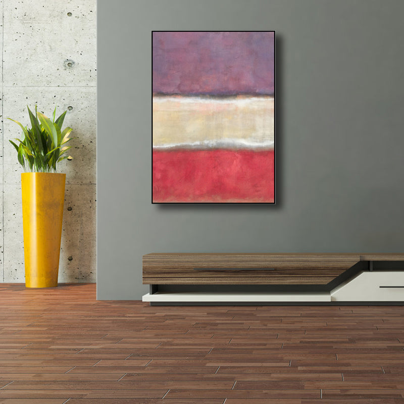 Light Color Hand Printed Canvas Textured Abstract Expressionism House Interior Painting - Clearhalo - 'Arts' - 'Canvas Art' - 1808839