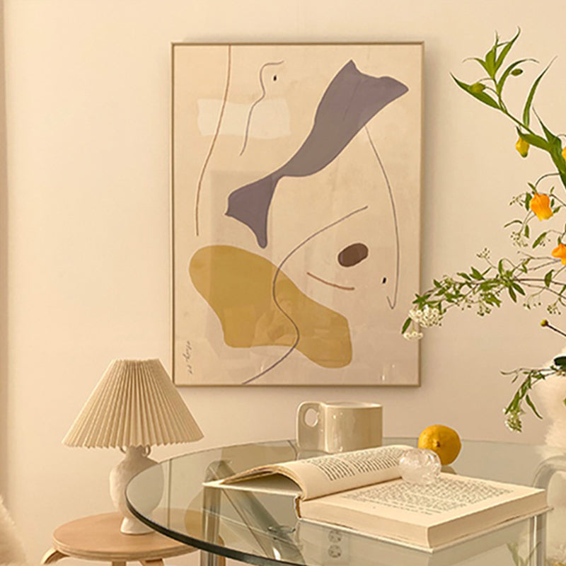 Yellow Novel Devise Painting Textured Abstract Expressionism Living Room Canvas Wall Art - view 2