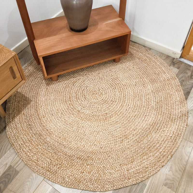 Khaki Plain Rug Jute Rural Rug Washable Anti-Slip Pet Friendly Area Rug for Living Room - Khaki - 3'3" x 3'3" - Clearhalo - 'Area Rug' - 'Rug' - 1810505