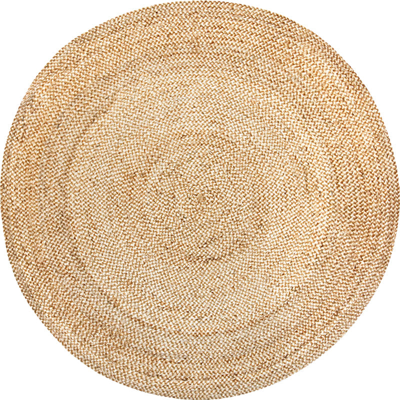 Khaki Plain Rug Jute Rural Rug Washable Anti-Slip Pet Friendly Area Rug for Living Room - Clearhalo - 'Area Rug' - 'Rug' - 1810507