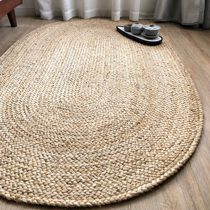 Khaki Plain Rug Jute Rural Rug Washable Anti-Slip Pet Friendly Area Rug for Living Room - Brown - 2'11" x 4'11" - Clearhalo - 'Area Rug' - 'Rug' - 1810509