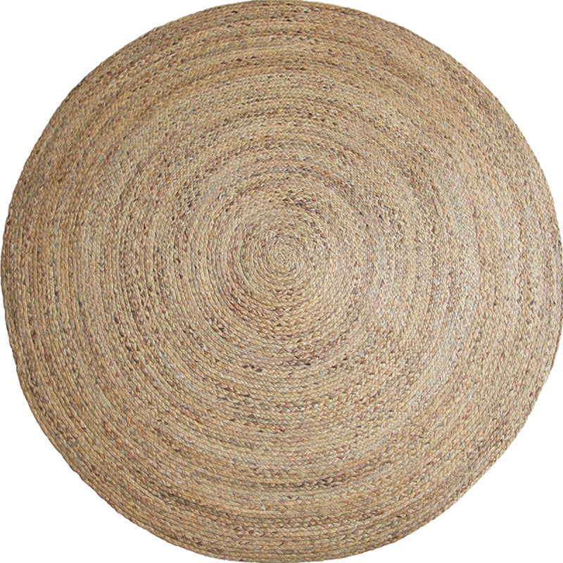 Brown Plain Rug Jute Rural Rug Washable Anti-Slip Pet Friendly Area Rug for Living Room - Clearhalo - 'Area Rug' - 'Rug' - 1810545