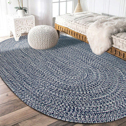 Countryside Solid Color Rug Blue Polypropylene Rug Non-Slip Backing Washable Pet Friendly Carpet for Home