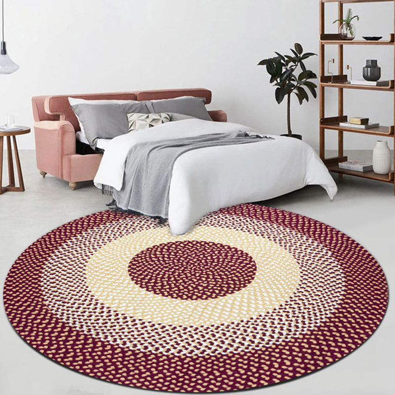 Casual Red Rustic Rug Cotton Circles Pattern Rug Machine Washable Pet Friendly Non-Slip Carpet for Bedroom - Clearhalo - 'Area Rug' - 'Rug' - 1810574