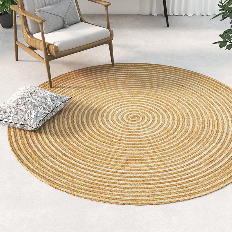 Countryside Circle Pattern Rug Brown Sisal Rug Non-Slip Backing Washable Pet Friendly Carpet for Home