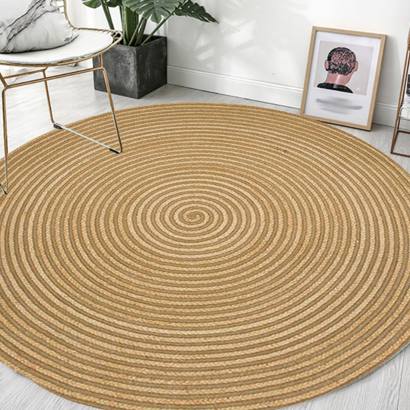 Countryside Circle Pattern Rug Brown Sisal Rug Non-Slip Backing Washable Pet Friendly Carpet for Home