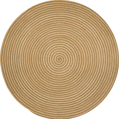 Countryside Circle Pattern Rug Brown Sisal Rug Non-Slip Backing Washable Pet Friendly Carpet for Home