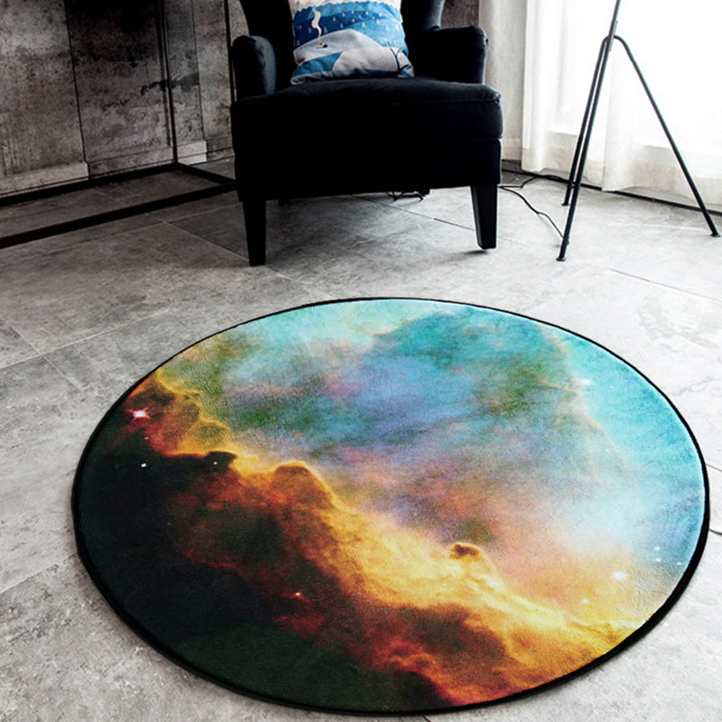 Black Galaxy Pattern Rug Polyester Novelty Rug Washable Anti-Slip Pet Friendly Area Rug for Bedroom - Sky Blue - Clearhalo - 'Area Rug' - 'Rug' - 1810650