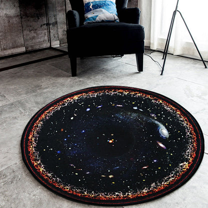 Black Galaxy Pattern Rug Polyester Novelty Rug Washable Anti-Slip Pet Friendly Area Rug for Bedroom - Black - Clearhalo - 'Area Rug' - 'Rug' - 1810658