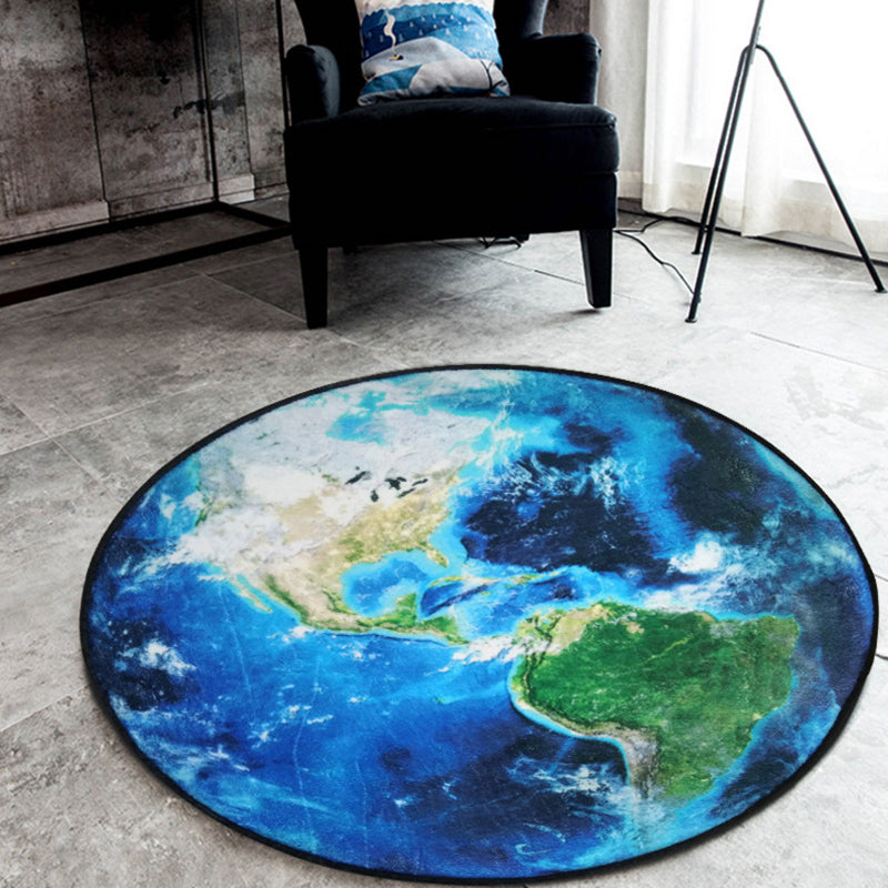 Nordic Planet Pattern Rug Grey and Black Polyester Rug Non-Slip Backing Washable Pet Friendly Carpet for Home - view 3