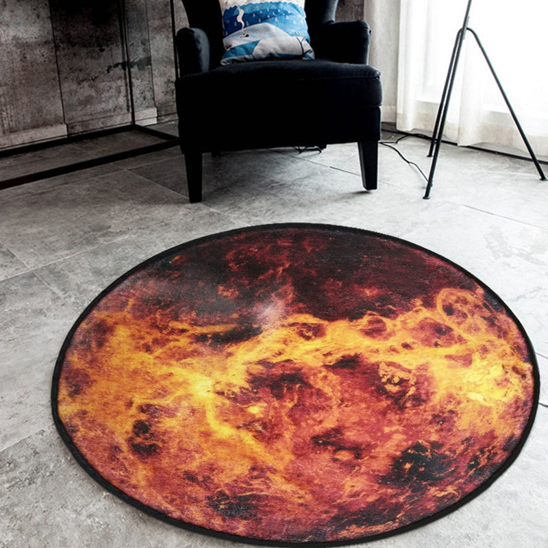 Nordic Planet Pattern Rug Grey and Black Polyester Rug Non-Slip Backing Washable Pet Friendly Carpet for Home - view 4