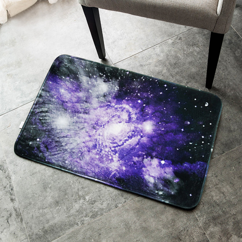 Creative Blue Contemporary Rug Polyester Galaxy Pattern Rug Washable Pet Friendly Non-Slip Carpet for Nursery - view 3