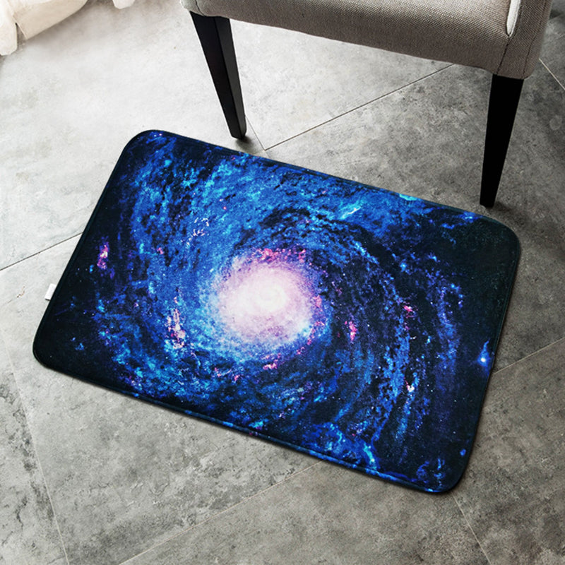 Creative Blue Contemporary Rug Polyester Galaxy Pattern Rug Washable Pet Friendly Non-Slip Carpet for Nursery - view 4