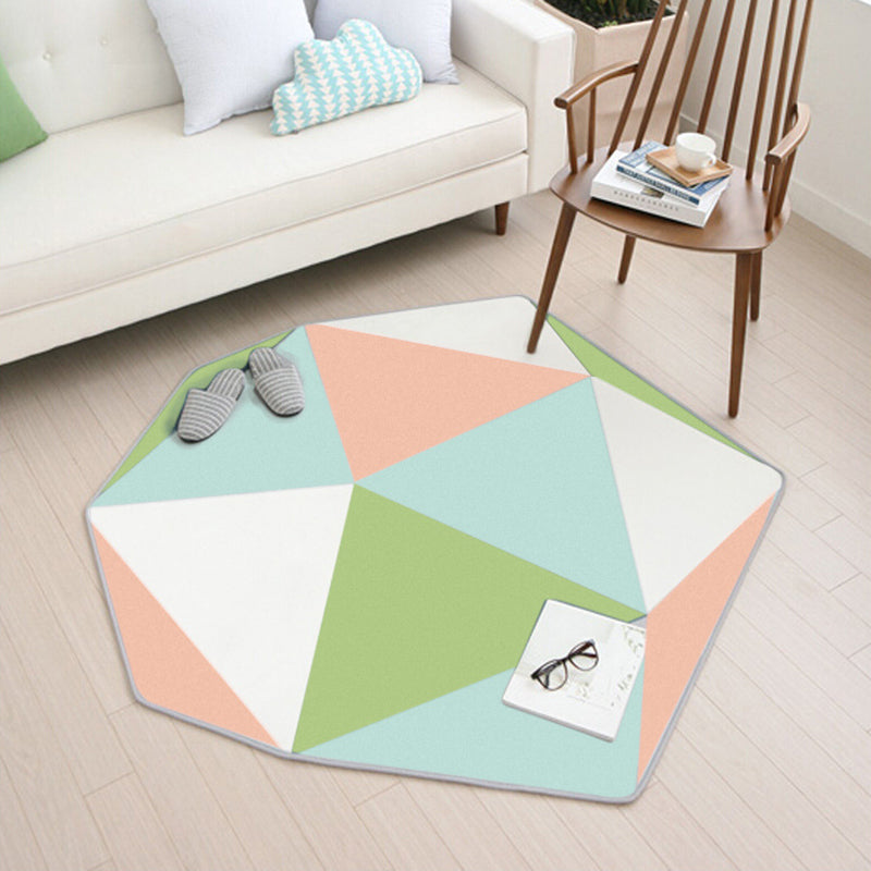 Multicolor Geometric Pattern Rug Polyester Contemporary Rug Washable Anti-Slip Pet Friendly Area Rug for Bedroom - Green - Clearhalo - 'Area Rug' - 'Rug' - 1810718